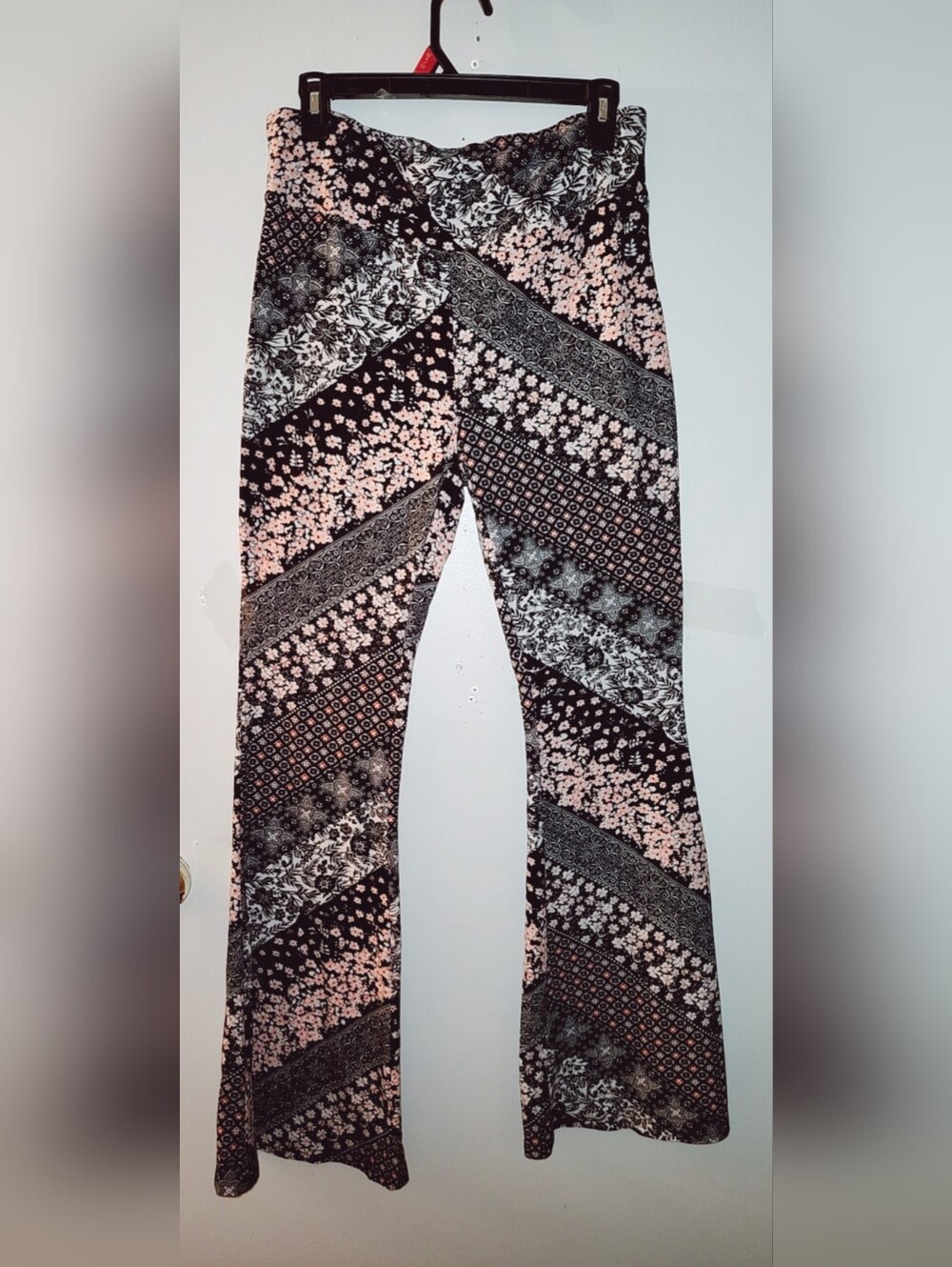 No Boundaries Black and White Floral Print Pants